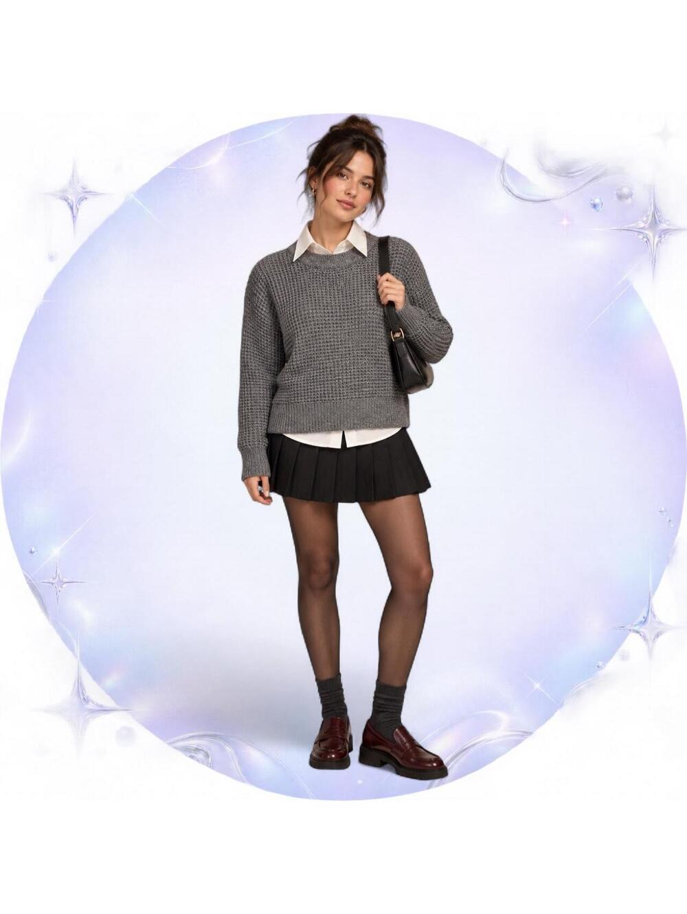 Time and Tru Gray Marled Chunky Knit Sweater Size L